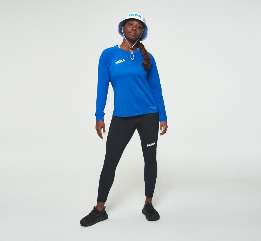 Top Hoka One One Mujer Azules - Performance Long Sleeve - YIXJ71924